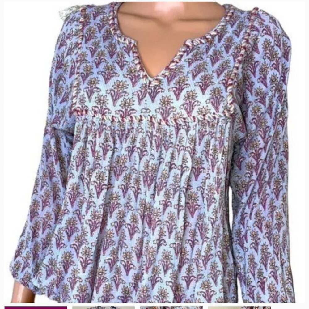 Rachel Zoe Beaded Floral Peasant Top